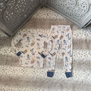 Angel Dear pajamas boys 3T cowboy boots matching set bamboo western loungewear